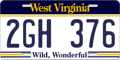 WV license plate 2GH376