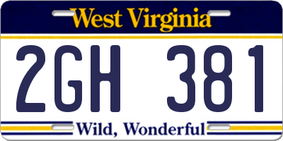 WV license plate 2GH381