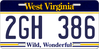 WV license plate 2GH386