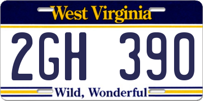 WV license plate 2GH390