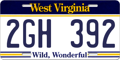 WV license plate 2GH392