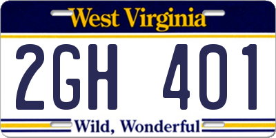 WV license plate 2GH401