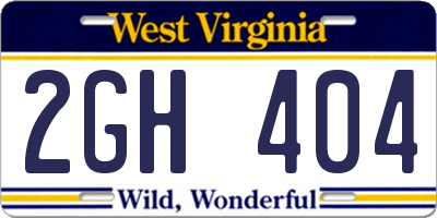 WV license plate 2GH404