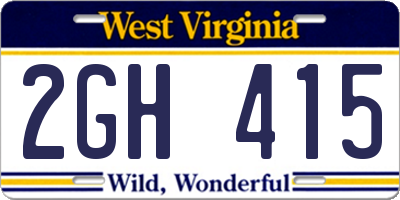 WV license plate 2GH415