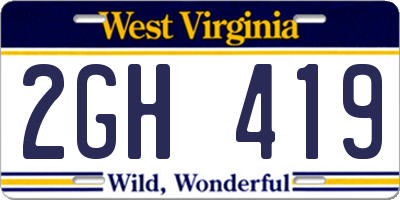 WV license plate 2GH419