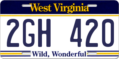 WV license plate 2GH420