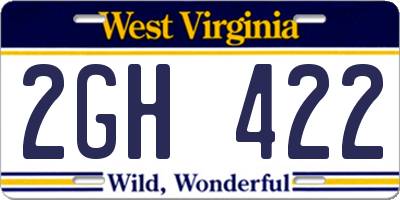 WV license plate 2GH422