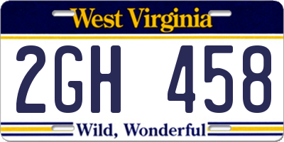 WV license plate 2GH458