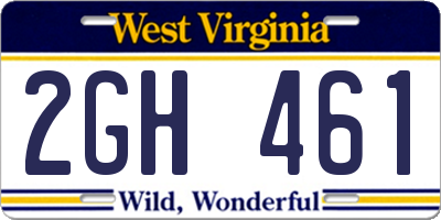 WV license plate 2GH461
