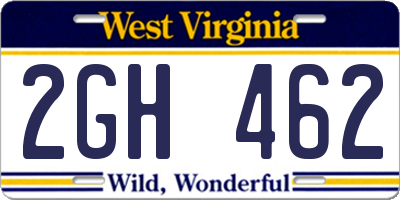 WV license plate 2GH462