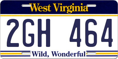 WV license plate 2GH464