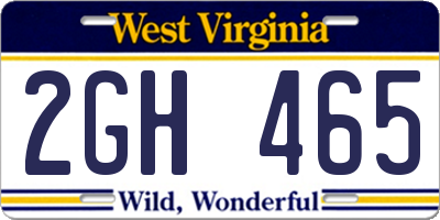 WV license plate 2GH465