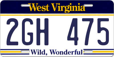 WV license plate 2GH475
