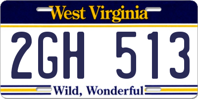 WV license plate 2GH513