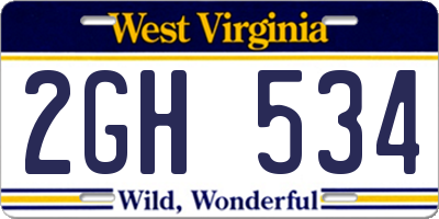 WV license plate 2GH534