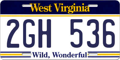 WV license plate 2GH536
