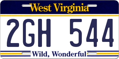 WV license plate 2GH544
