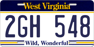 WV license plate 2GH548
