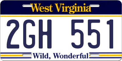 WV license plate 2GH551
