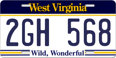 WV license plate 2GH568