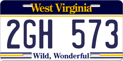 WV license plate 2GH573