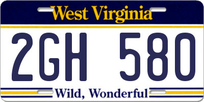 WV license plate 2GH580