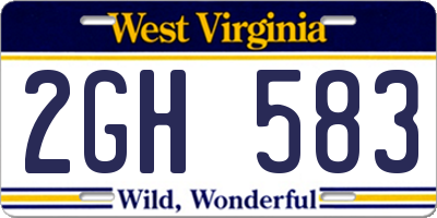 WV license plate 2GH583