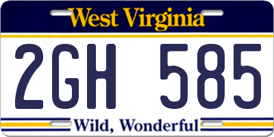 WV license plate 2GH585