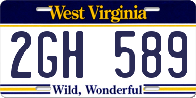 WV license plate 2GH589