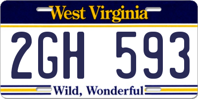 WV license plate 2GH593