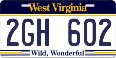 WV license plate 2GH602
