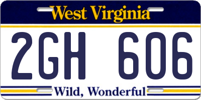 WV license plate 2GH606