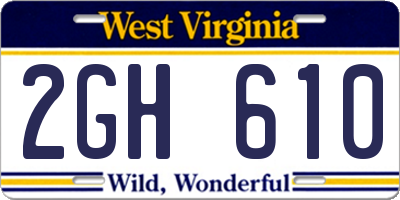WV license plate 2GH610