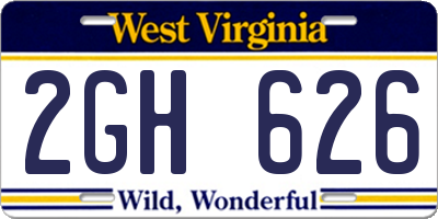 WV license plate 2GH626