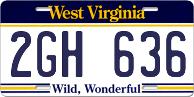 WV license plate 2GH636