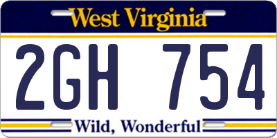 WV license plate 2GH754