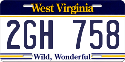 WV license plate 2GH758