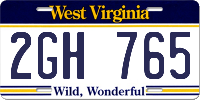 WV license plate 2GH765