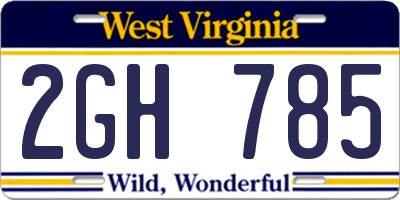 WV license plate 2GH785