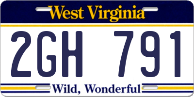WV license plate 2GH791