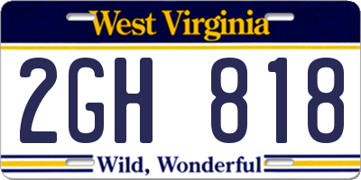 WV license plate 2GH818