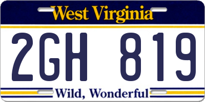 WV license plate 2GH819