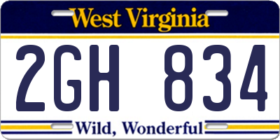 WV license plate 2GH834