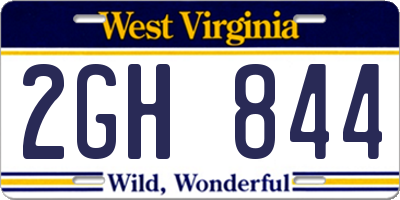 WV license plate 2GH844