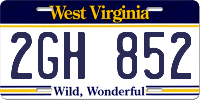 WV license plate 2GH852