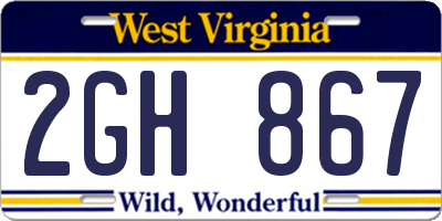 WV license plate 2GH867
