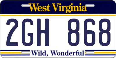 WV license plate 2GH868