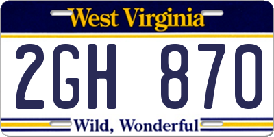 WV license plate 2GH870