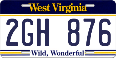 WV license plate 2GH876