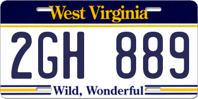 WV license plate 2GH889